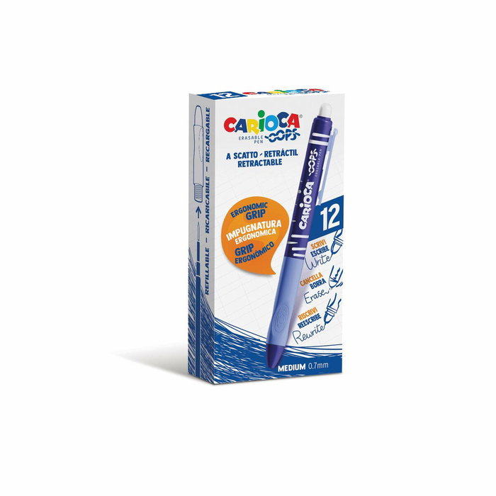 Carioca Bolígrafo Oops Tinta Borrable Retráctil Azul (Caja de 12)