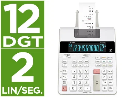 Casio FR-2650RC Calculadora con Impresora de 12 Dígitos, Blanco