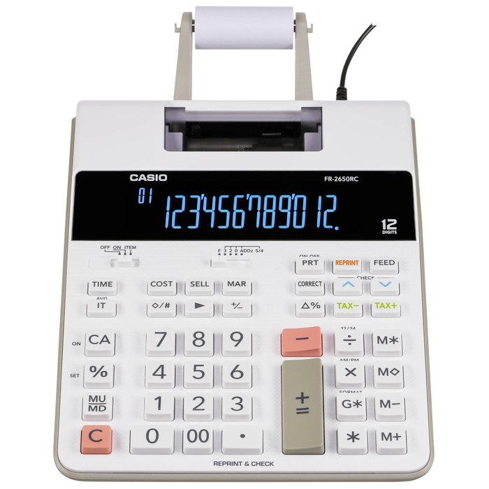 Casio FR-2650RC Calculadora con Impresora de 12 Dígitos, Blanco Casio FR-2650RC Calculadora con Impresora de 12 Dígitos, Blanco