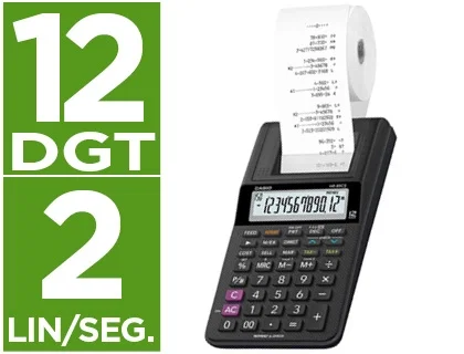 Casio Calculadora Impresora HR-8RCE Pantalla LC 12 Dígitos AC/DC Pilas Papel 58mm Negro Casio Calculadora Impresora HR-8RCE Pantalla LC 12 Dígitos AC/DC Pilas Papel 58mm Negro