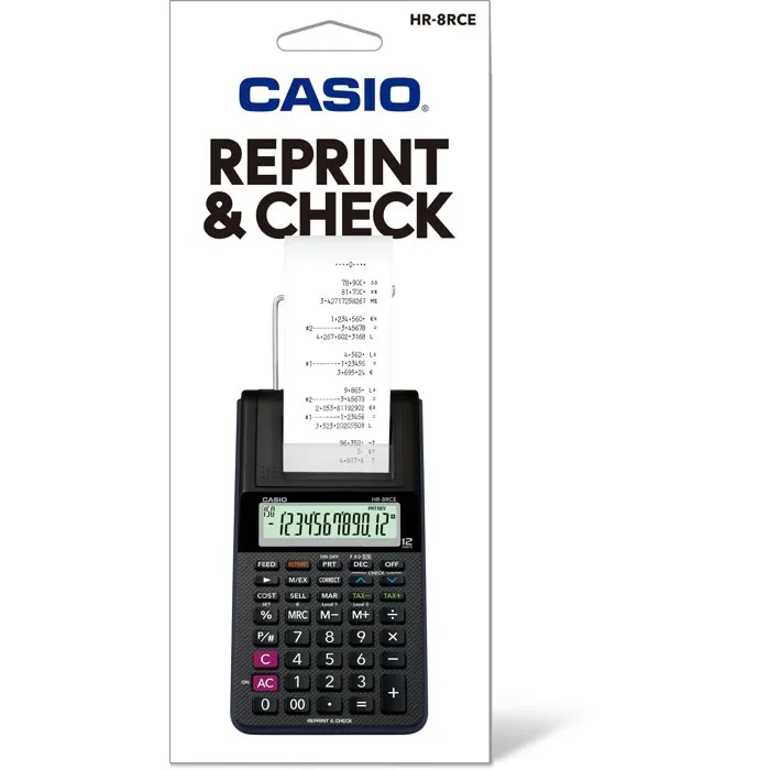 Casio HR-8RCE Calculadora Impresora de 12 Dígitos Negro Casio HR-8RCE Calculadora Impresora de 12 Dígitos Negro
