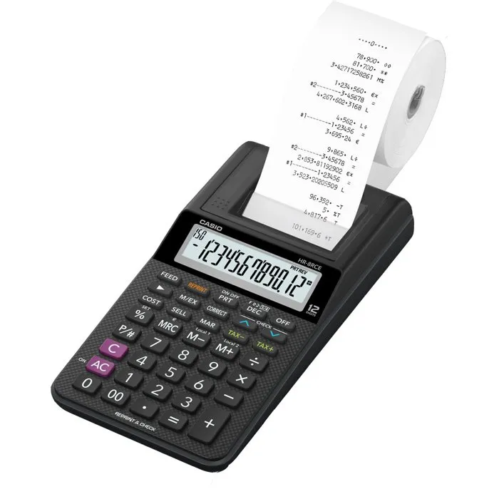 Casio HR-8RCE Calculadora Impresora de 12 Dígitos Negro Casio HR-8RCE Calculadora Impresora de 12 Dígitos Negro