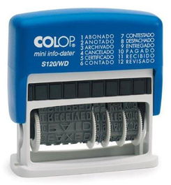 Colop Sello Printer S120-Wd 4 mm Formula-Fecha Español Azul-Bicolor