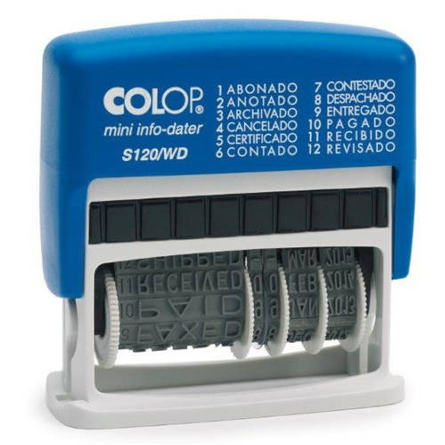 Colop Sello Printer S120/WD con Fecha y 12 Textos en Español Azul Bicolor Colop Sello Printer S120/WD con Fecha y 12 Textos en Español Azul Bicolor