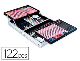 Daler Rowney Maletín Artístico Metálico 122 Piezas con Lápices, Pasteles al Óleo y Acrílicos, Ideal para Artistas y Principiantes