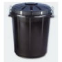 Denox Cubo de basura redondo con tapa 70L negro