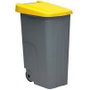Denox Contenedor de Reciclaje 110L con Ruedas y Tapa Amarilla Gris