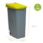 Denox Contenedor de Reciclaje 110L con Ruedas y Tapa Amarilla Gris