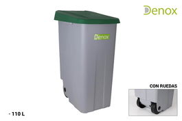 Denox Cubo Basura Reciclaje Cerrado 110L Verde 41 x 58 x 89 cm (2 Unidades)