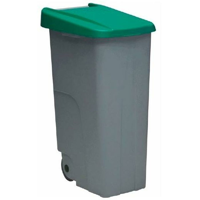 Denox Contenedor de Reciclaje 110 L Gris con Tapa Verde