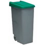 Denox Contenedor de Reciclaje 110 L Gris con Tapa Verde