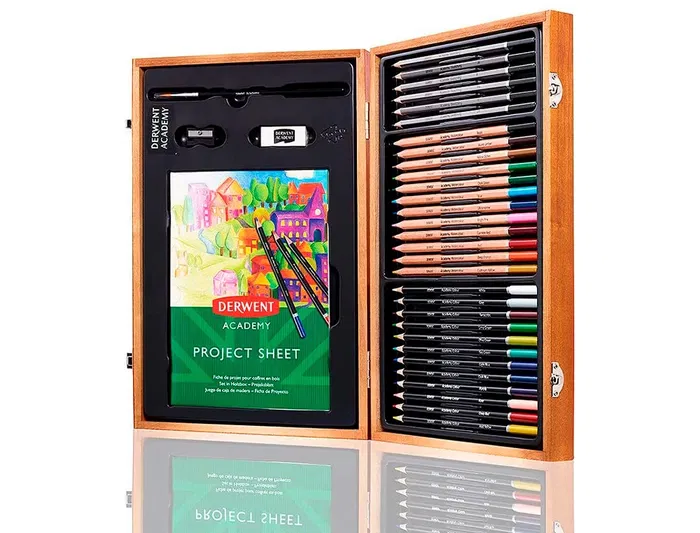 Derwent Estuche de Pintura con Lápices de Colores Academy Madera 35 Piezas