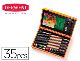 Derwent Estuche de Pintura con Lápices de Colores Academy Madera 35 Piezas