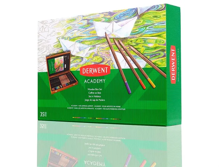 Derwent Estuche de Pintura con Lápices de Colores Academy Madera 35 Piezas