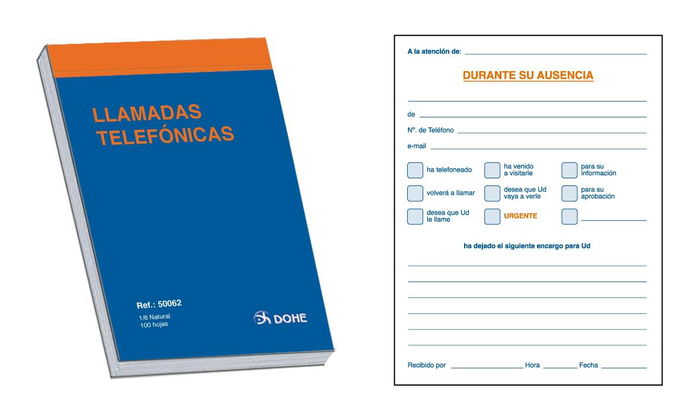 Dohe Talonario Llamadas Telefónicas Sencillo 10 Unidades Dohe Talonario Llamadas Telefónicas Sencillo 10 Unidades