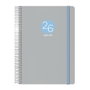 Dohe Agenda Anual Memphis Espiral Gris 15x21 cm 2027 de Polipropileno con Cierre de Goma