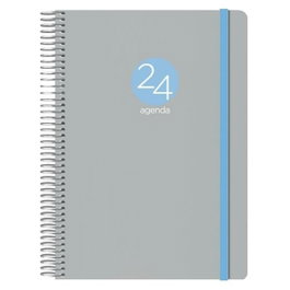 Dohe Agenda Anual Memphis Espiral Gris 15x21 cm 2027 de Polipropileno con Cierre de Goma