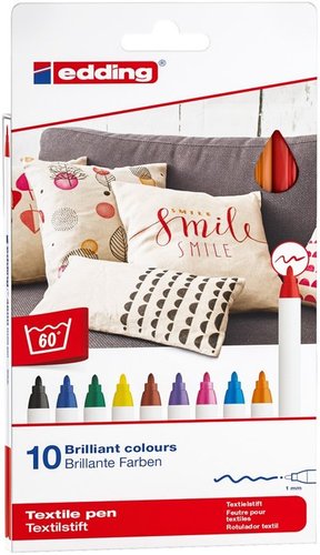 Marcador Textil Edding 4600 (Fino) Colores Basicos Caja De 10 Marcador Textil Edding 4600 (Fino) Colores Basicos Caja De 10