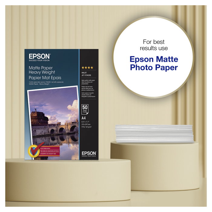 Epson Papel Mate de Alto Gramaje A4, 50 Hojas, 167g/m²