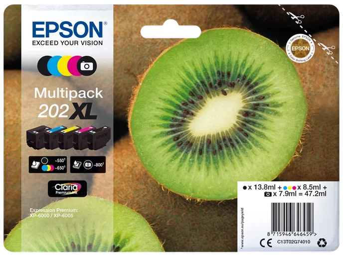 Epson Multipack 202XL Claria Premium Ink 5 colores C13T02G74010