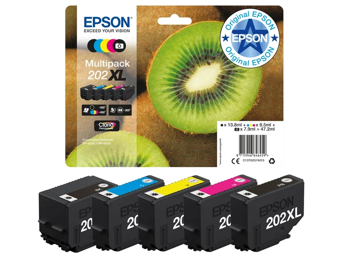 Epson Multipack 202XL Claria Premium Ink 5 colores C13T02G74010