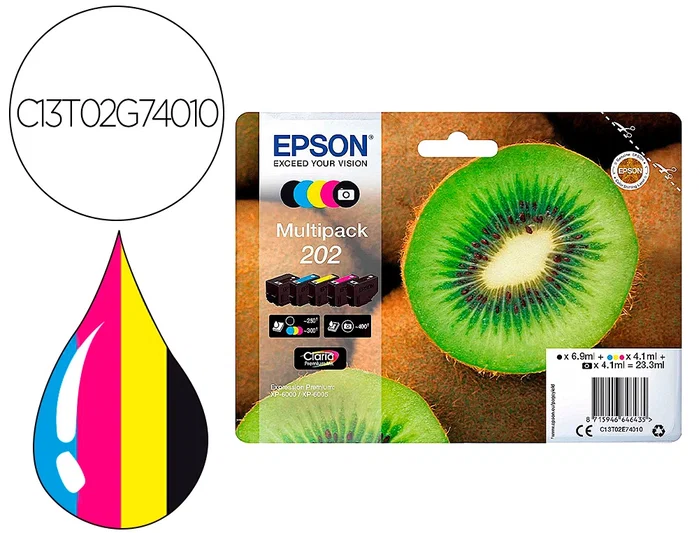 Epson Multipack 202XL Claria Premium Ink 5 colores C13T02G74010