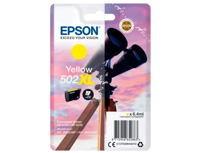 Epson 502XL Amarillo Cartucho de Tinta C13T02W44010 Epson 502XL Amarillo Cartucho de Tinta C13T02W44010