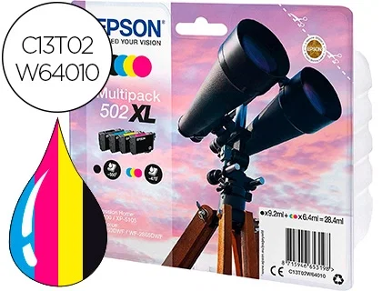 Epson 502XL Multipack de tinta (Negro, Cian, Magenta, Amarillo) C13T02W64010