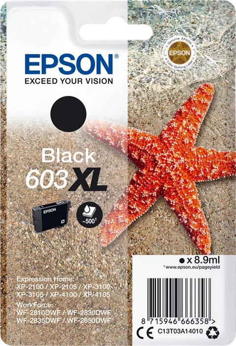 Epson Cartucho de tinta 603XL Negro C13T03A14010 (8,9 ml) de alto rendimiento (XL) de alta capacidad