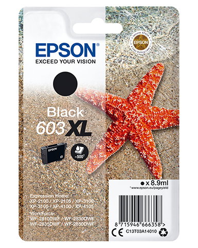 Epson Cartucho de tinta 603XL Negro C13T03A14010 (8,9 ml) de alto rendimiento (XL) de alta capacidad