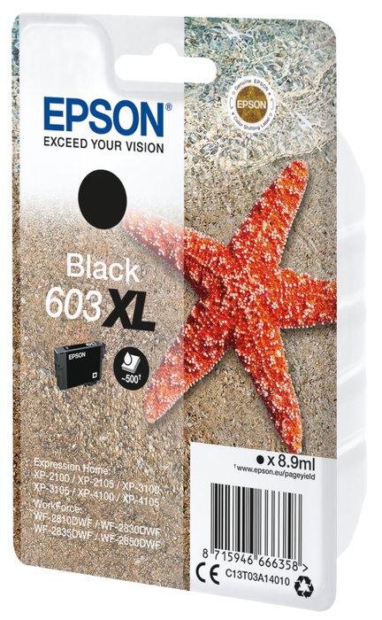 Epson Cartucho de tinta 603XL Negro C13T03A14010 (8,9 ml) de alto rendimiento (XL) de alta capacidad