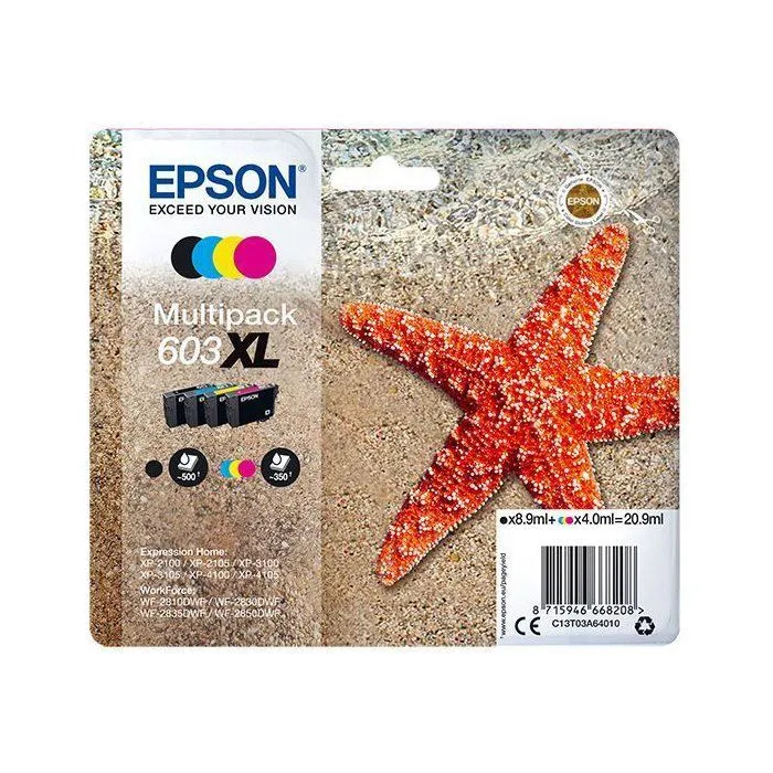 Epson Multipack de Tinta 603XL (Negro, Cian, Magenta, Amarillo) C13T03A64010 Epson Multipack de Tinta 603XL (Negro, Cian, Magenta, Amarillo) C13T03A64010