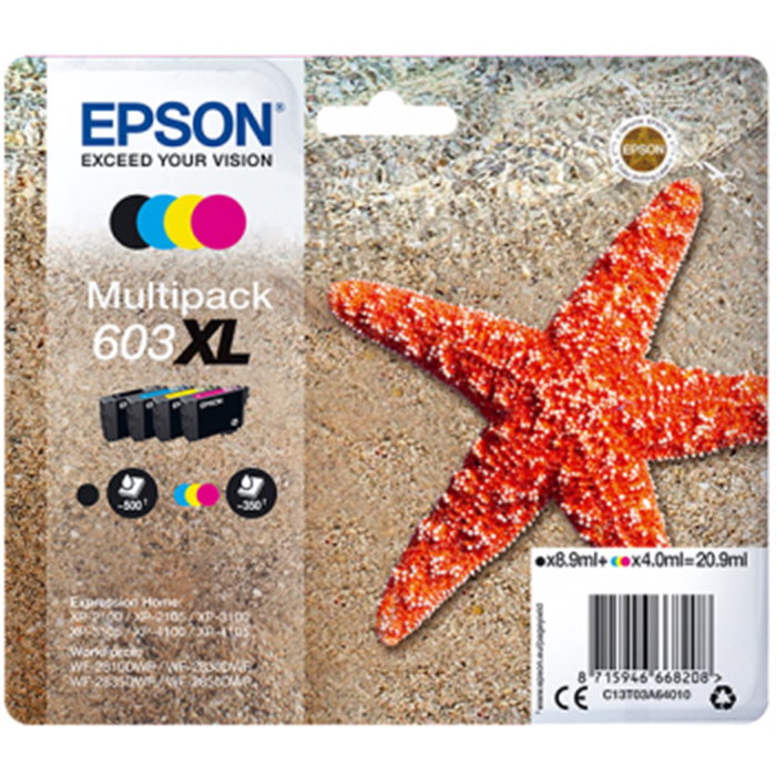 Epson Multipack de Tinta 603XL (Negro, Cian, Magenta, Amarillo) C13T03A64010 Epson Multipack de Tinta 603XL (Negro, Cian, Magenta, Amarillo) C13T03A64010