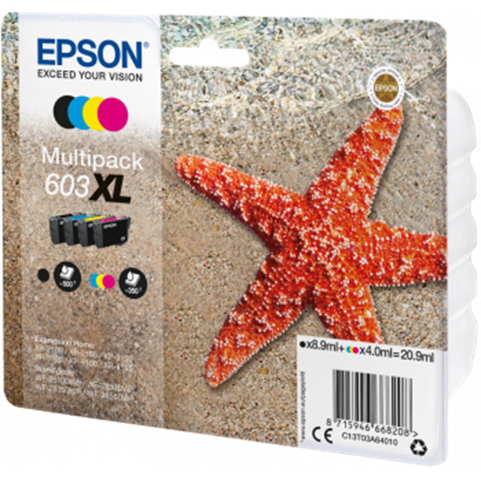 Epson Multipack de Tinta 603XL (Negro, Cian, Magenta, Amarillo) C13T03A64010 Epson Multipack de Tinta 603XL (Negro, Cian, Magenta, Amarillo) C13T03A64010