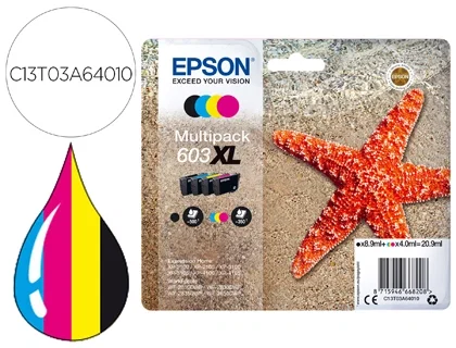 Epson Multipack de Tinta 603XL (Negro, Cian, Magenta, Amarillo) C13T03A64010 Epson Multipack de Tinta 603XL (Negro, Cian, Magenta, Amarillo) C13T03A64010