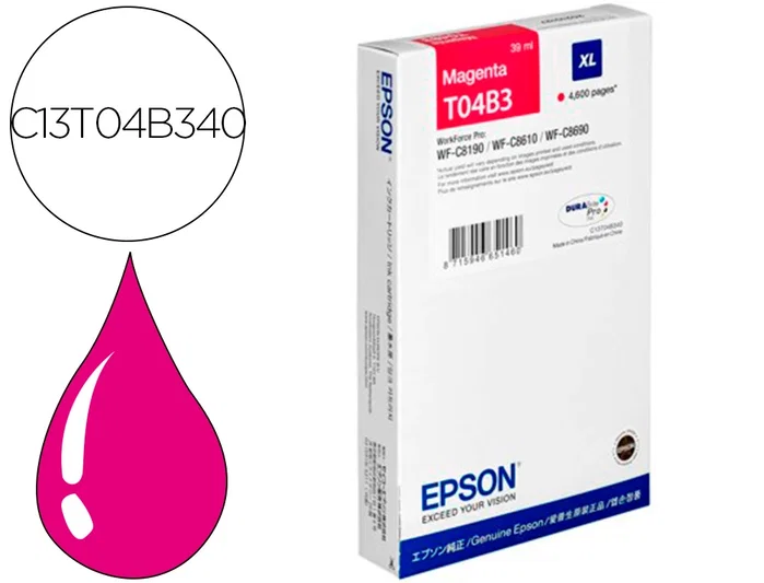 Epson Cartucho de Tinta XL Magenta para WorkForce Pro WF-C81xx / WF-C86xx Epson Cartucho de Tinta XL Magenta para WorkForce Pro WF-C81xx / WF-C86xx