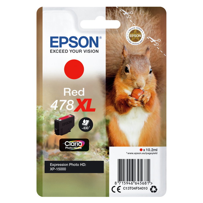 Epson 478XL Rojo Cartucho de Tinta Claria Photo HD Ink C13T04F54010 Epson 478XL Rojo Cartucho de Tinta Claria Photo HD Ink C13T04F54010