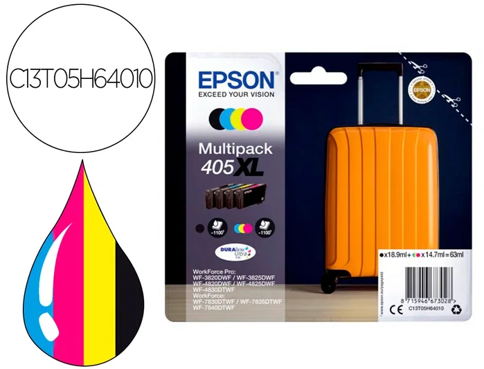 Epson Multipack 405XL DURABrite Ultra (Negro, Cian, Magenta, Amarillo) C13T05H64010