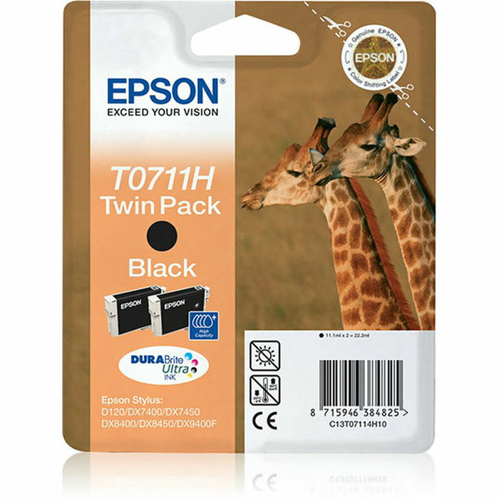 Epson Pack de 2 Cartuchos de Tinta Negro Alta Capacidad C13T07114H10 T0711H Epson Pack de 2 Cartuchos de Tinta Negro Alta Capacidad C13T07114H10 T0711H