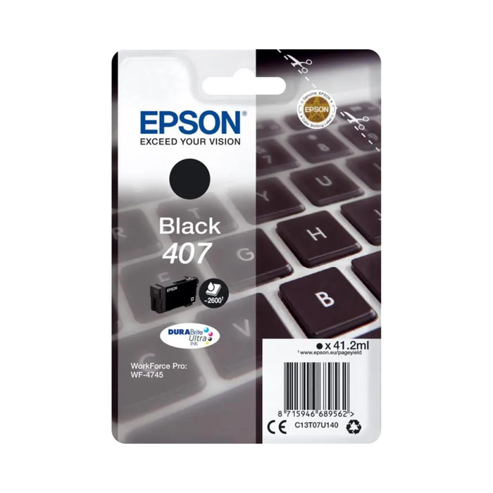 Epson Cartucho de Tinta 407 Negro de Alto Rendimiento (C13T07U140)