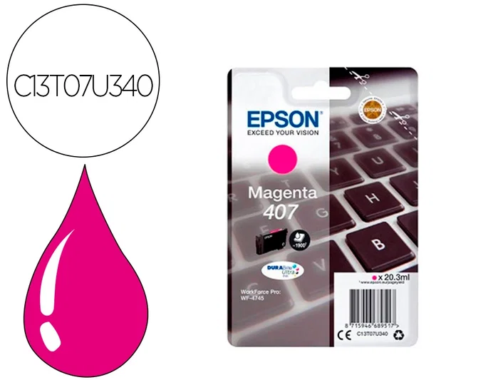 Epson Cartucho de Tinta 407 Magenta C13T07U340 Epson Cartucho de Tinta 407 Magenta C13T07U340