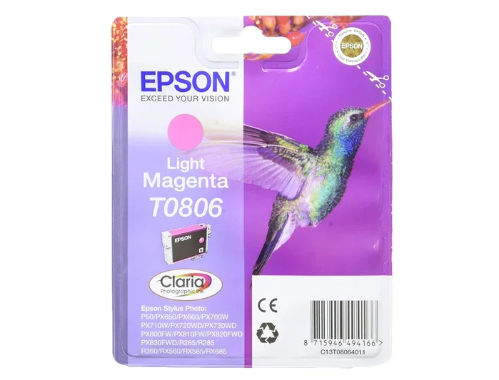 Epson T0806 Cartucho Magenta Claro para Stylus Photo, 7.4 ml