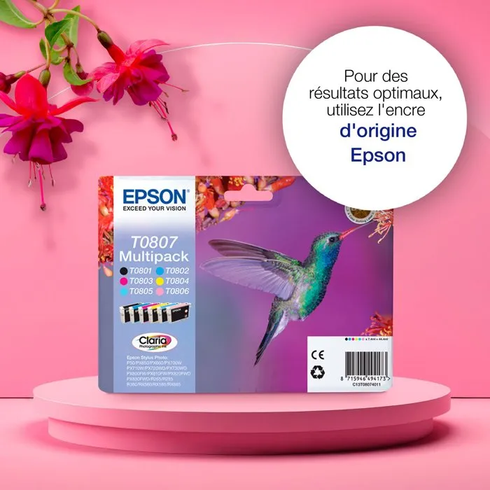 Epson T0807 Multipack de 6 Colores Claria Photographic Ink