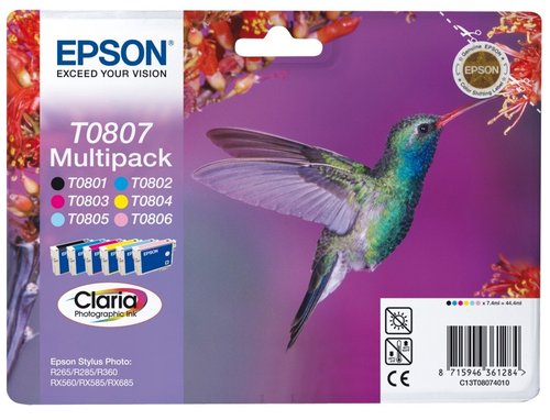 Epson T0807 Multipack de 6 Colores Claria Photographic Ink