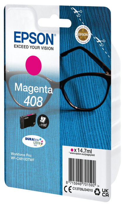 Epson 408 Magenta DURABrite Ultra Ink C13T09J34010 Epson 408 Magenta DURABrite Ultra Ink C13T09J34010
