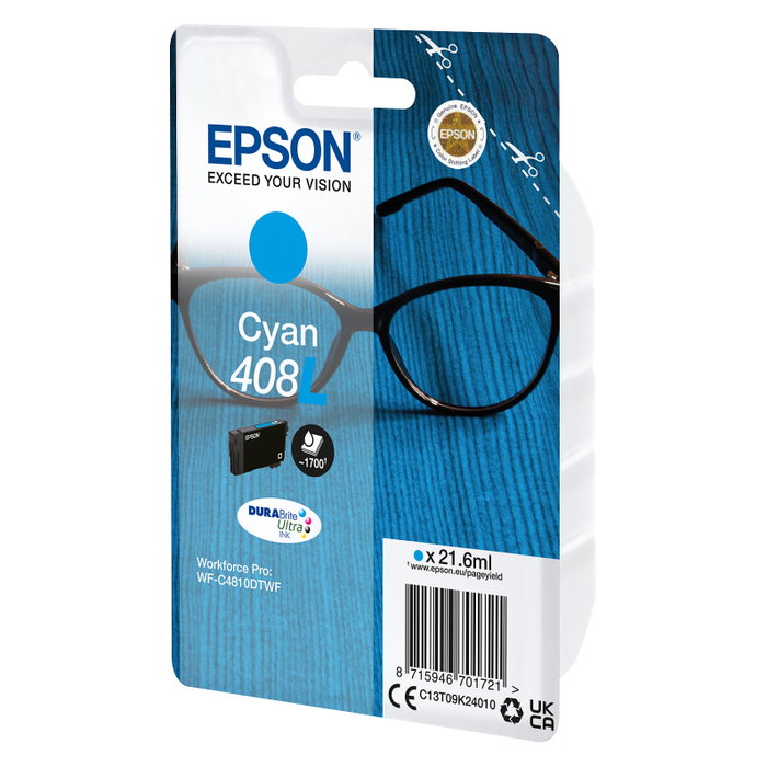Epson 408L DURABrite Ultra Cartucho de Tinta Cian XL Epson 408L DURABrite Ultra Cartucho de Tinta Cian XL