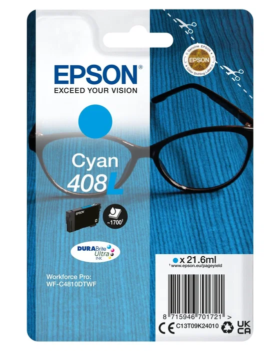Epson 408L DURABrite Ultra Cartucho de Tinta Cian XL Epson 408L DURABrite Ultra Cartucho de Tinta Cian XL