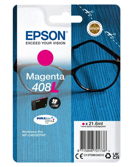 Epson Cartucho de Tinta Magenta 408L DURABrite Ultra XL