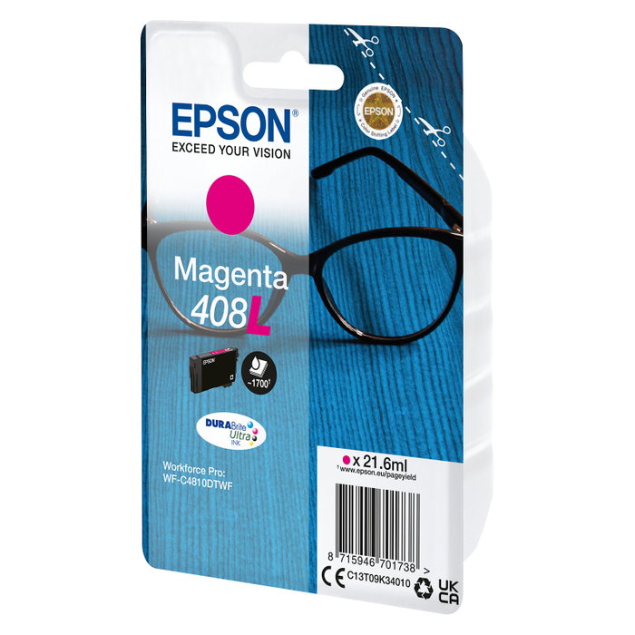 Epson Cartucho de Tinta Magenta 408L DURABrite Ultra XL