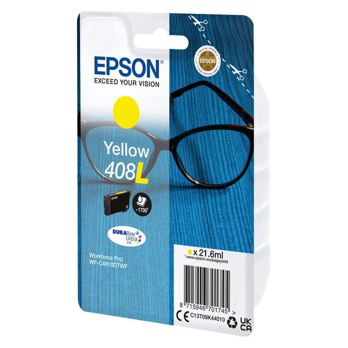 Epson Cartucho de Tinta Amarillo 408L DURABrite Ultra (C13T09K44010) XL